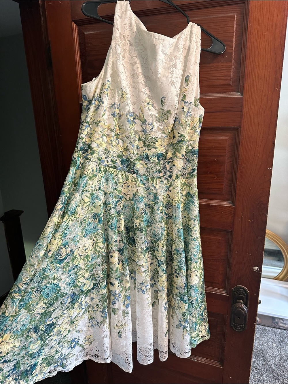 Danny & Nicole White Lace Fit-and-Flare Dress